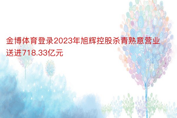 金博体育登录2023年旭辉控股杀青熟意营业送进718.33亿元