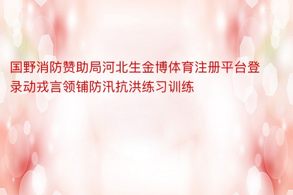 国野消防赞助局河北生金博体育注册平台登录动戎言领铺防汛抗洪练习训练