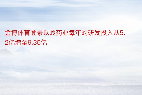 金博体育登录以岭药业每年的研发投入从5.2亿增至9.35亿